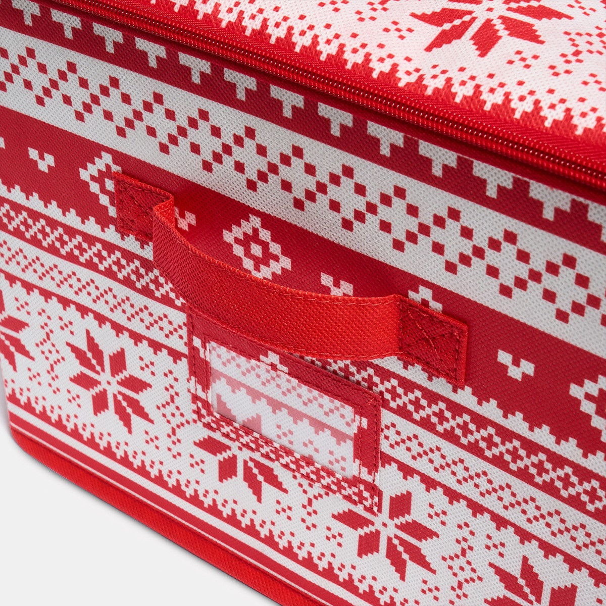 OHS Nordic Print Square Christmas Light Storage Box - Red>