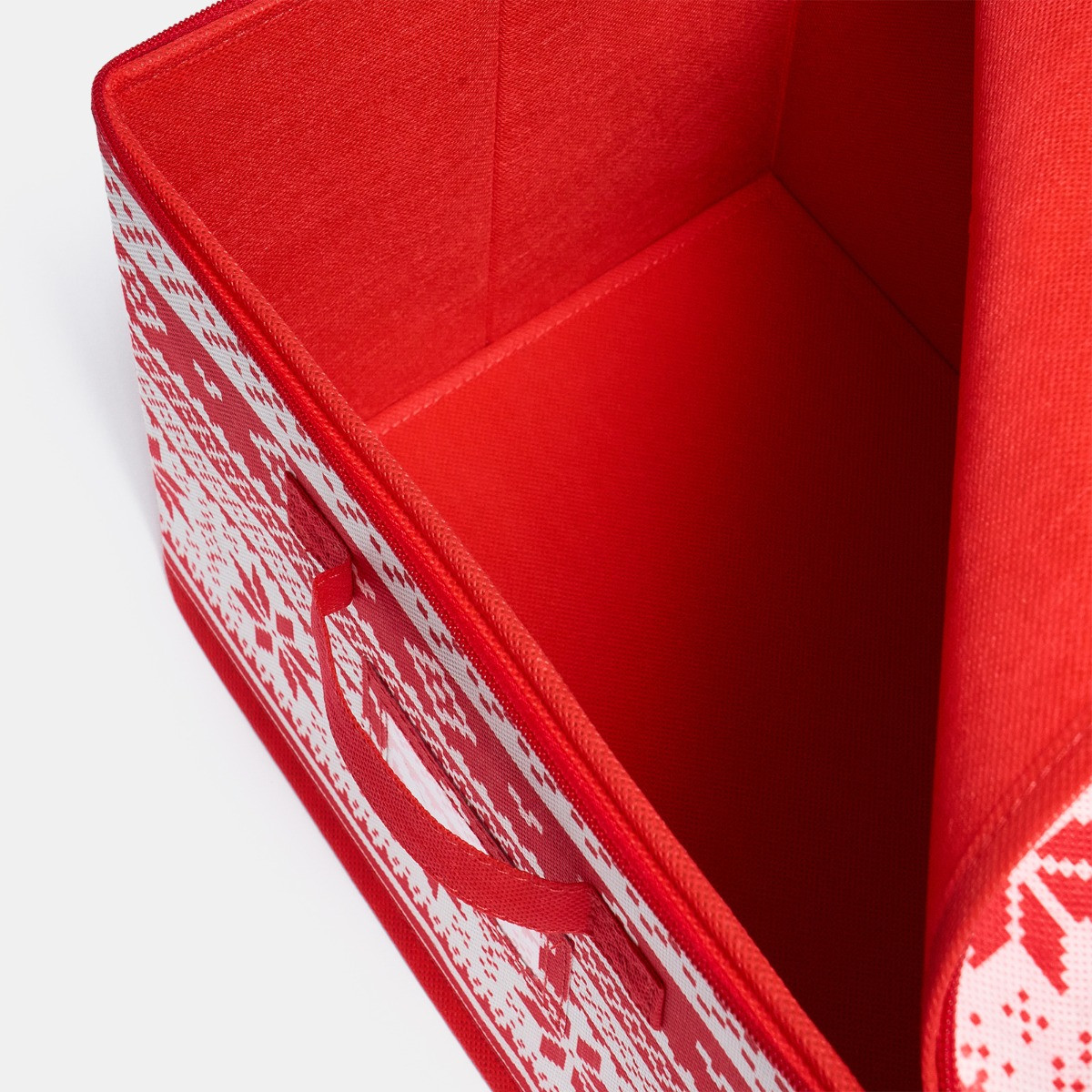 OHS Nordic Print Square Christmas Light Storage Box - Red>