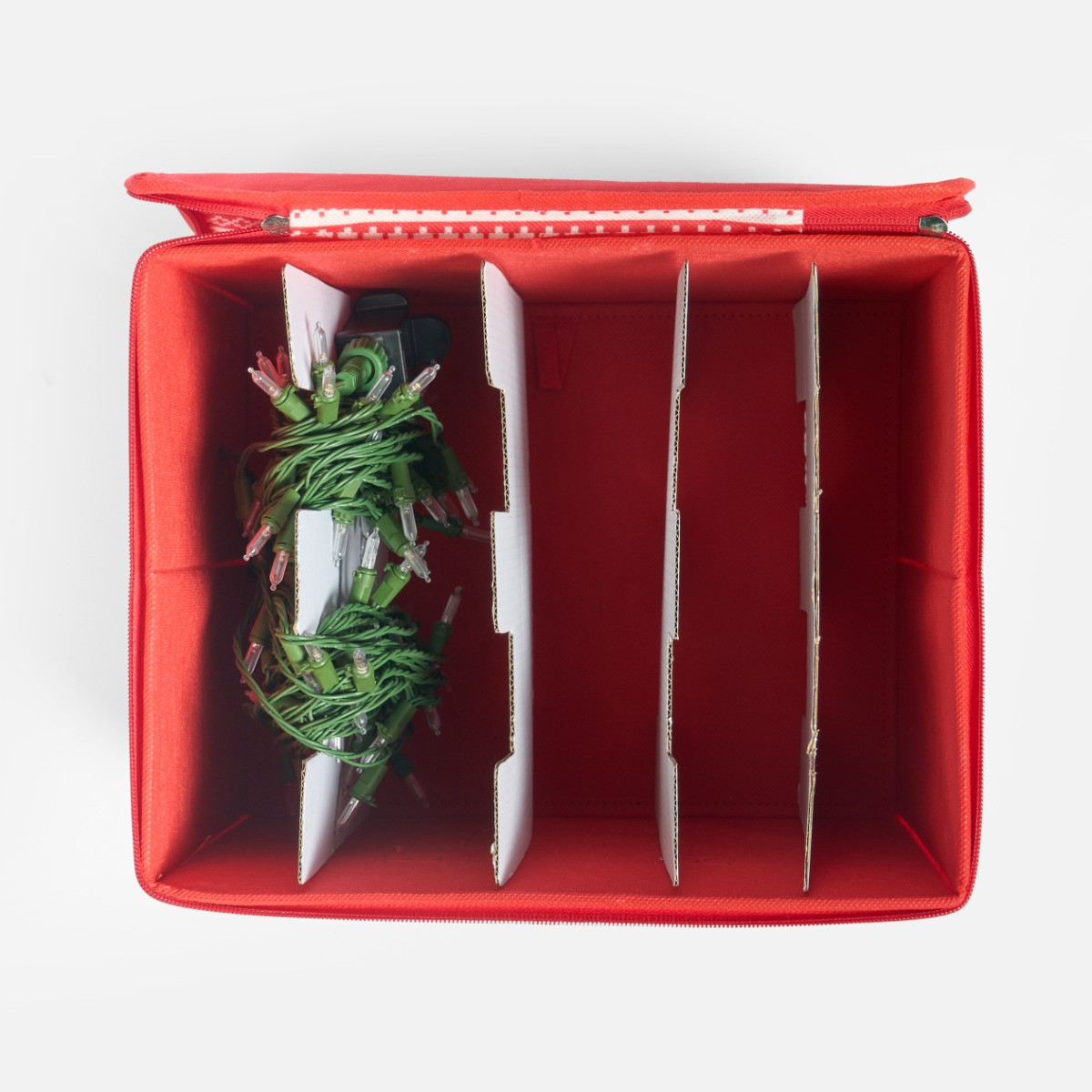 OHS Nordic Print Square Christmas Light Storage Box - Red>