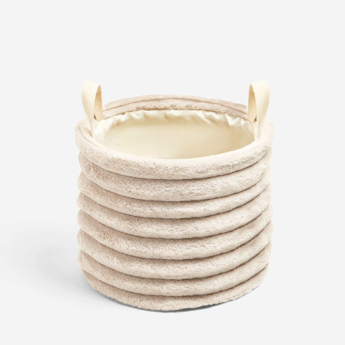 OHS Faux Fur Ribbed Storage Basket - Natural>