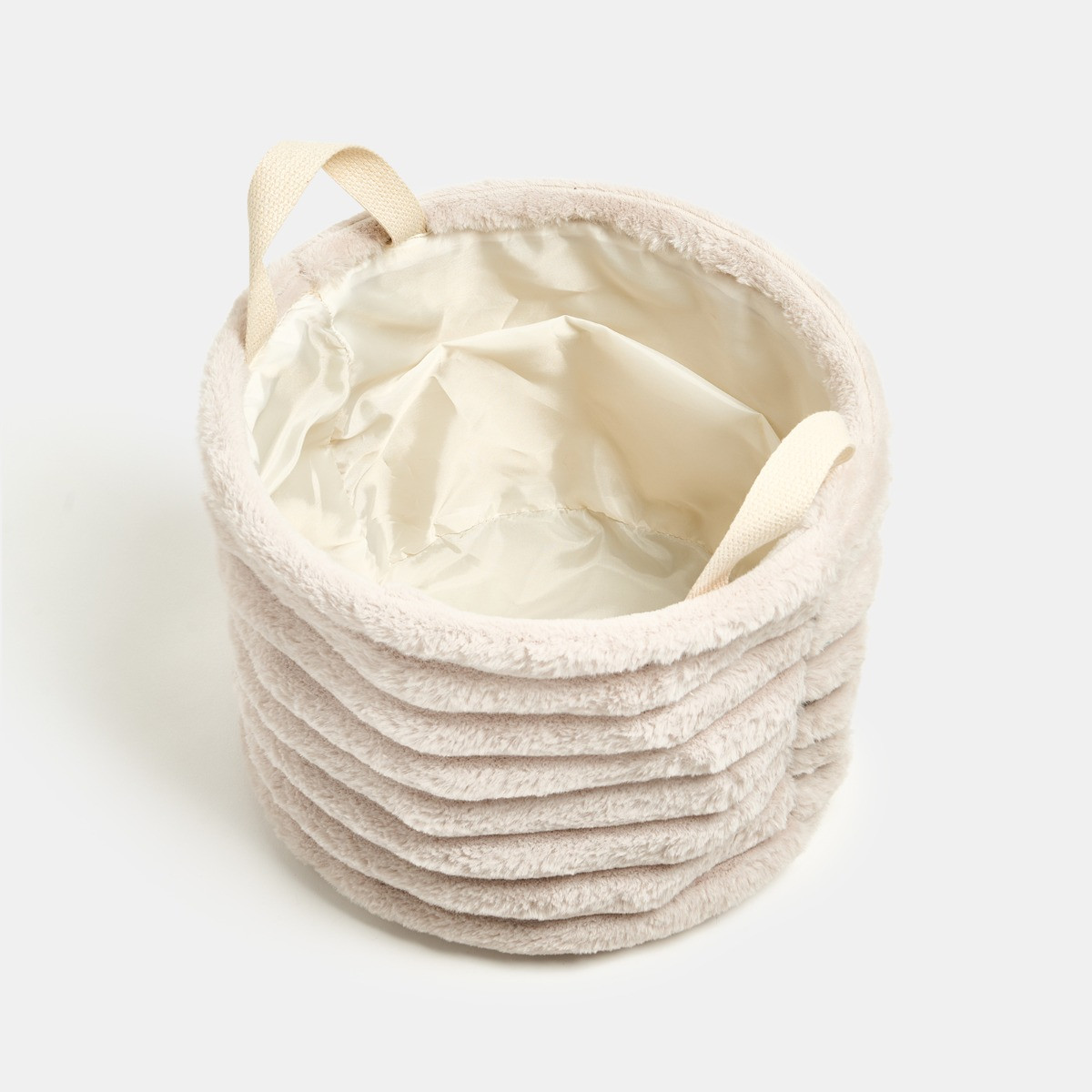 OHS Faux Fur Ribbed Storage Basket - Natural>