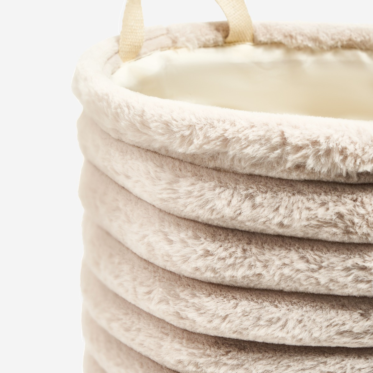OHS Faux Fur Ribbed Storage Basket - Natural>