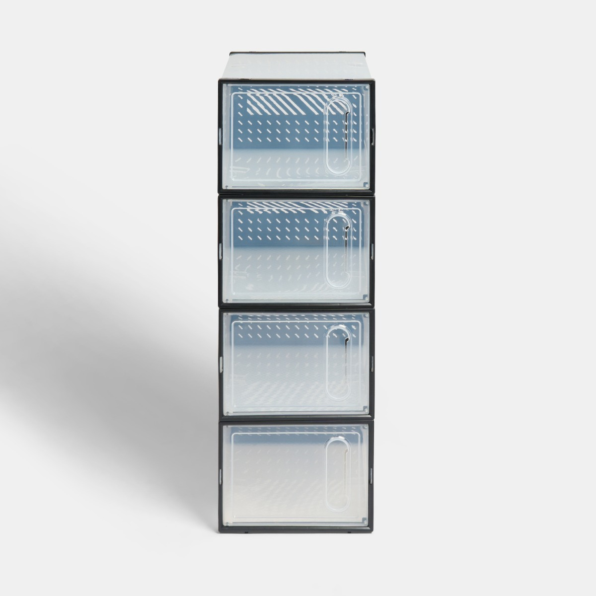 OHS 4 Stackable Shoe Boxes - Black/Clear>