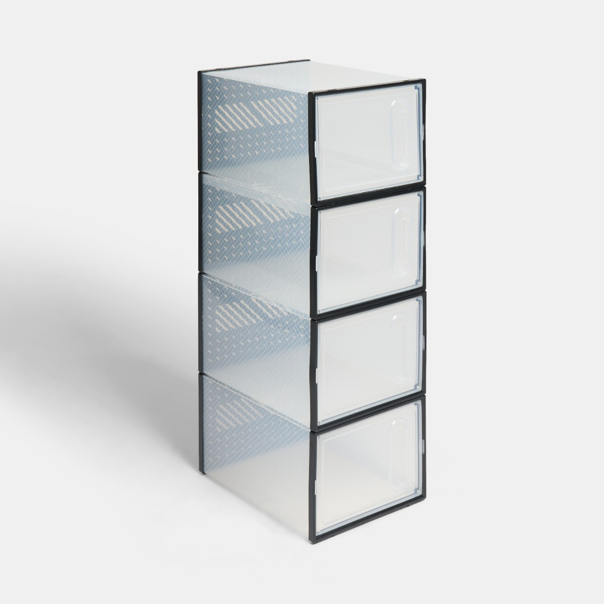 OHS 4 Stackable Shoe Boxes - Black/Clear>