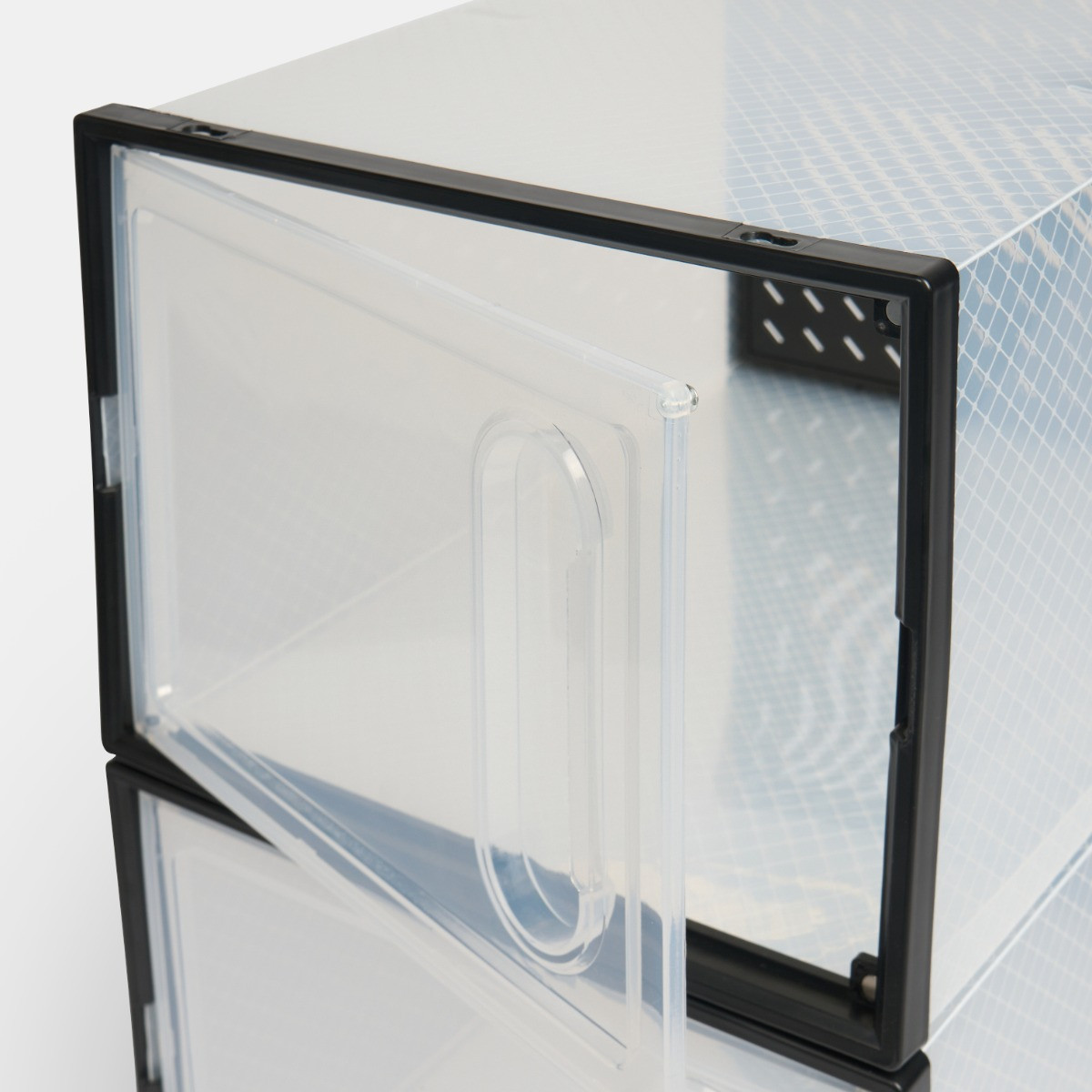 OHS 4 Stackable Shoe Boxes - Black/Clear>