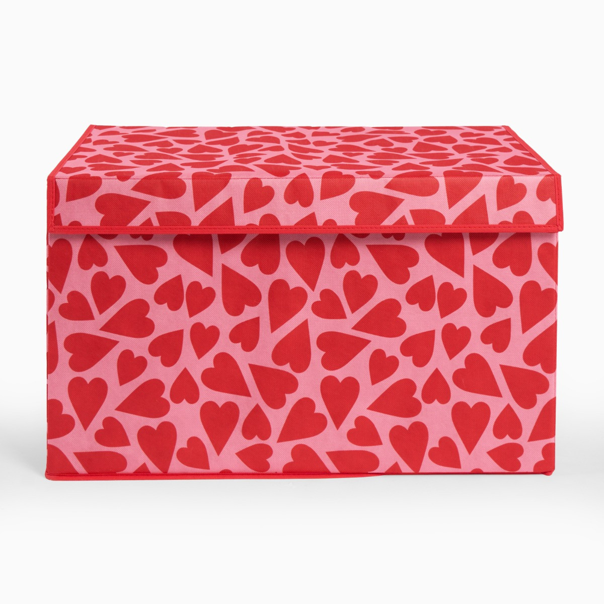 OHS Hearts Large Collapsible Storage Box with Lid - Pink/Red>