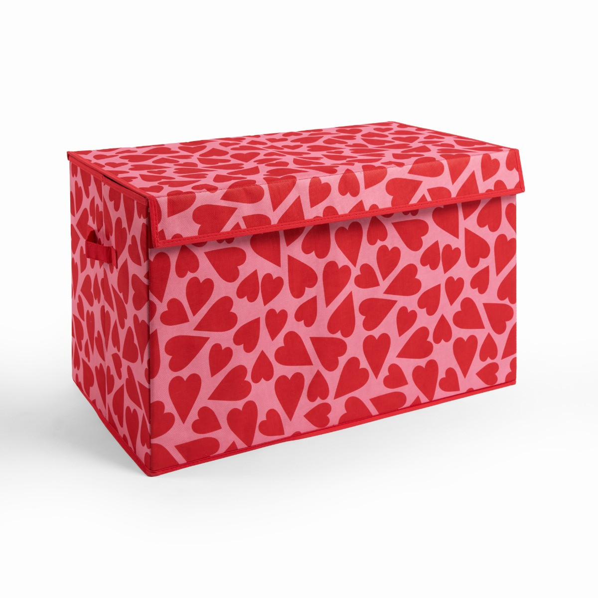 OHS Hearts Large Collapsible Storage Box with Lid - Pink/Red>