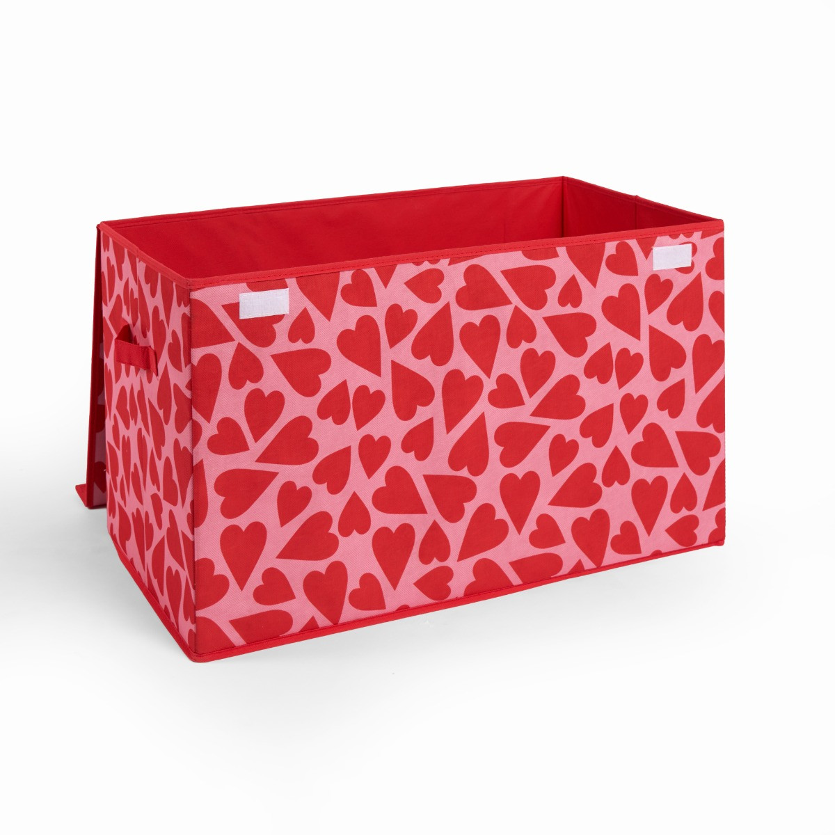 OHS Hearts Large Collapsible Storage Box with Lid - Pink/Red>