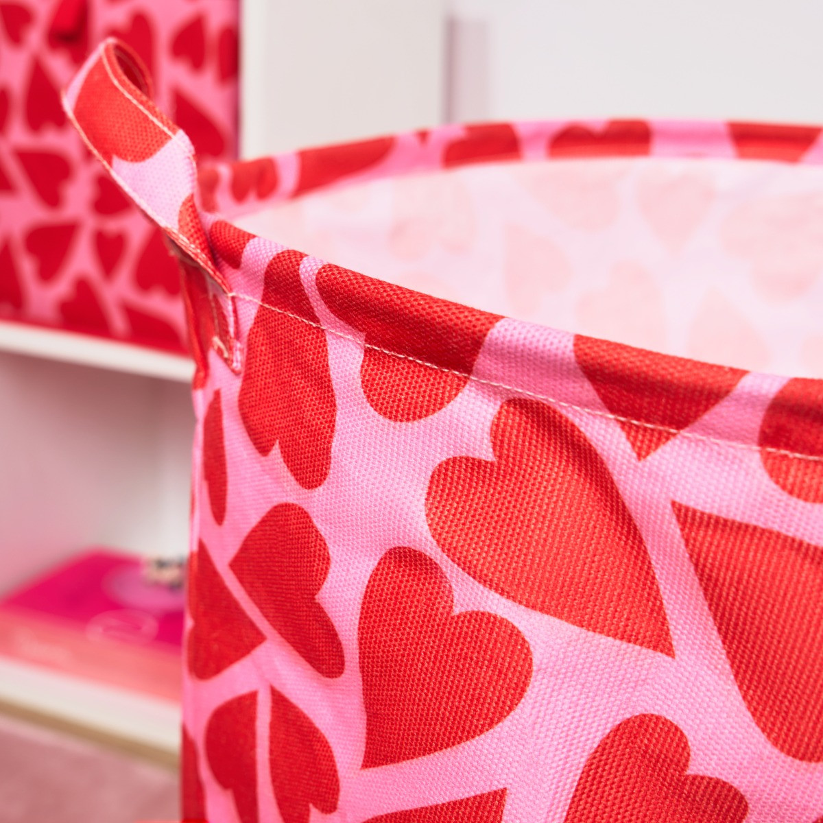 OHS Heart Print Storage Basket - Pink>
