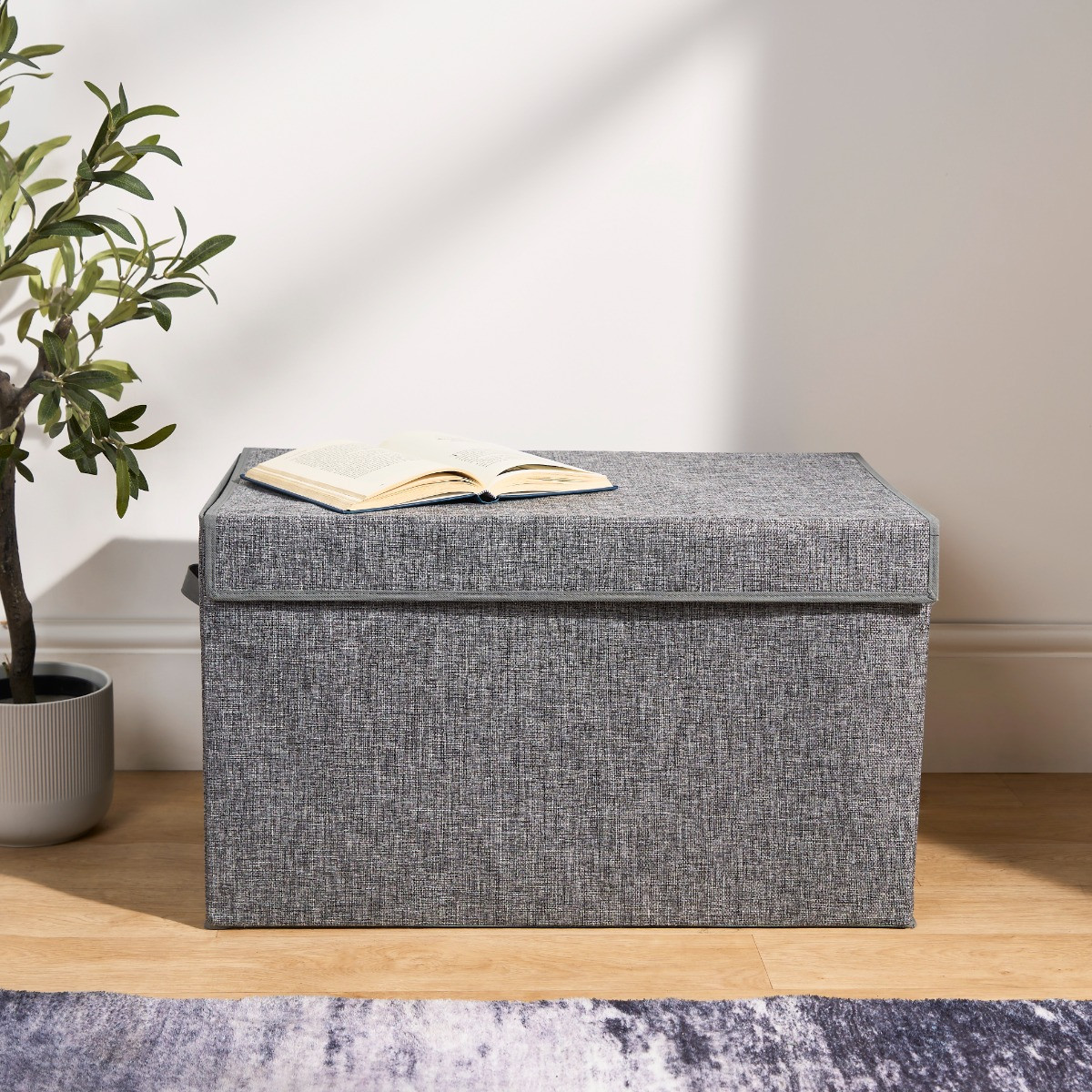 OHS Large Collapsible Storage Box With Lid - Grey>
