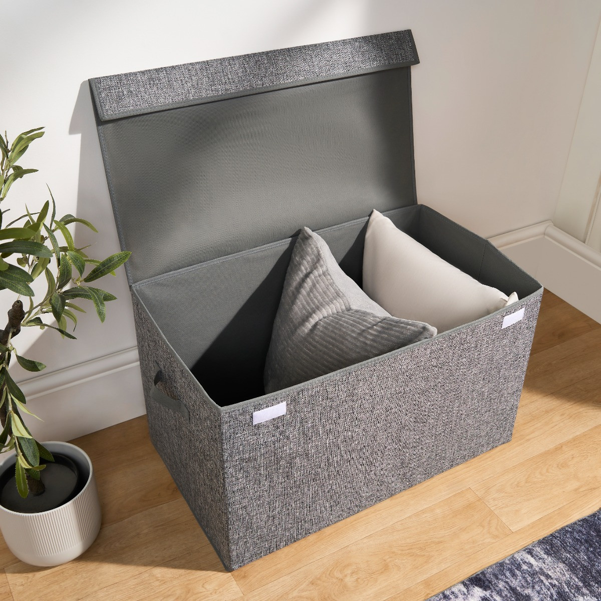 OHS Large Collapsible Storage Box With Lid - Grey>