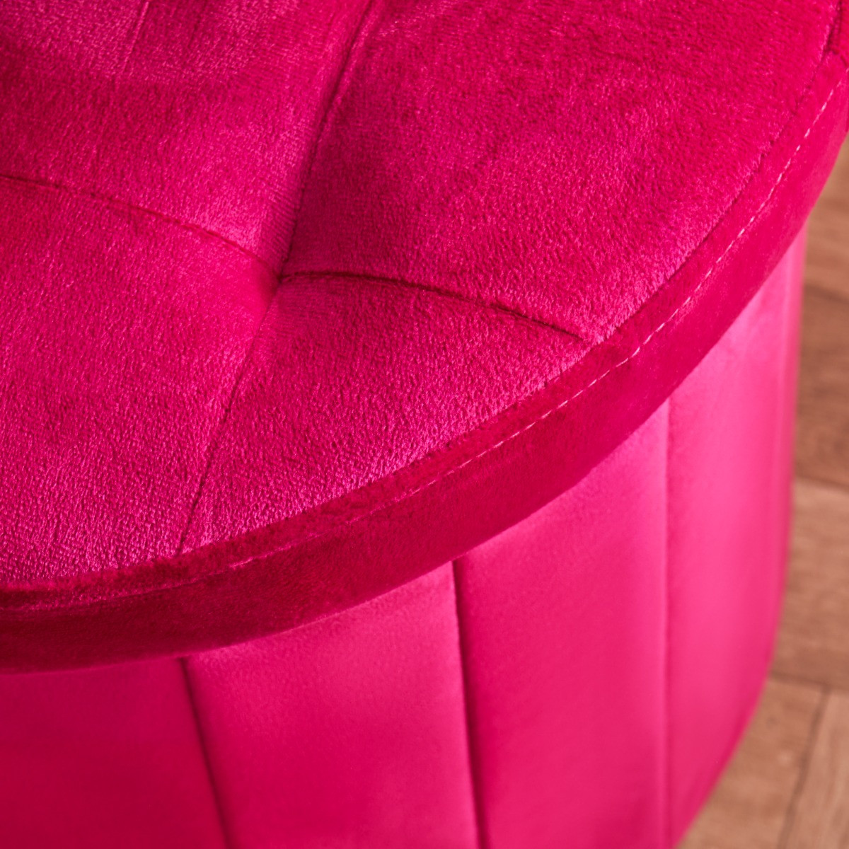 OHS Matte Velvet Foldable Round Storage Ottoman - Hot Pink >