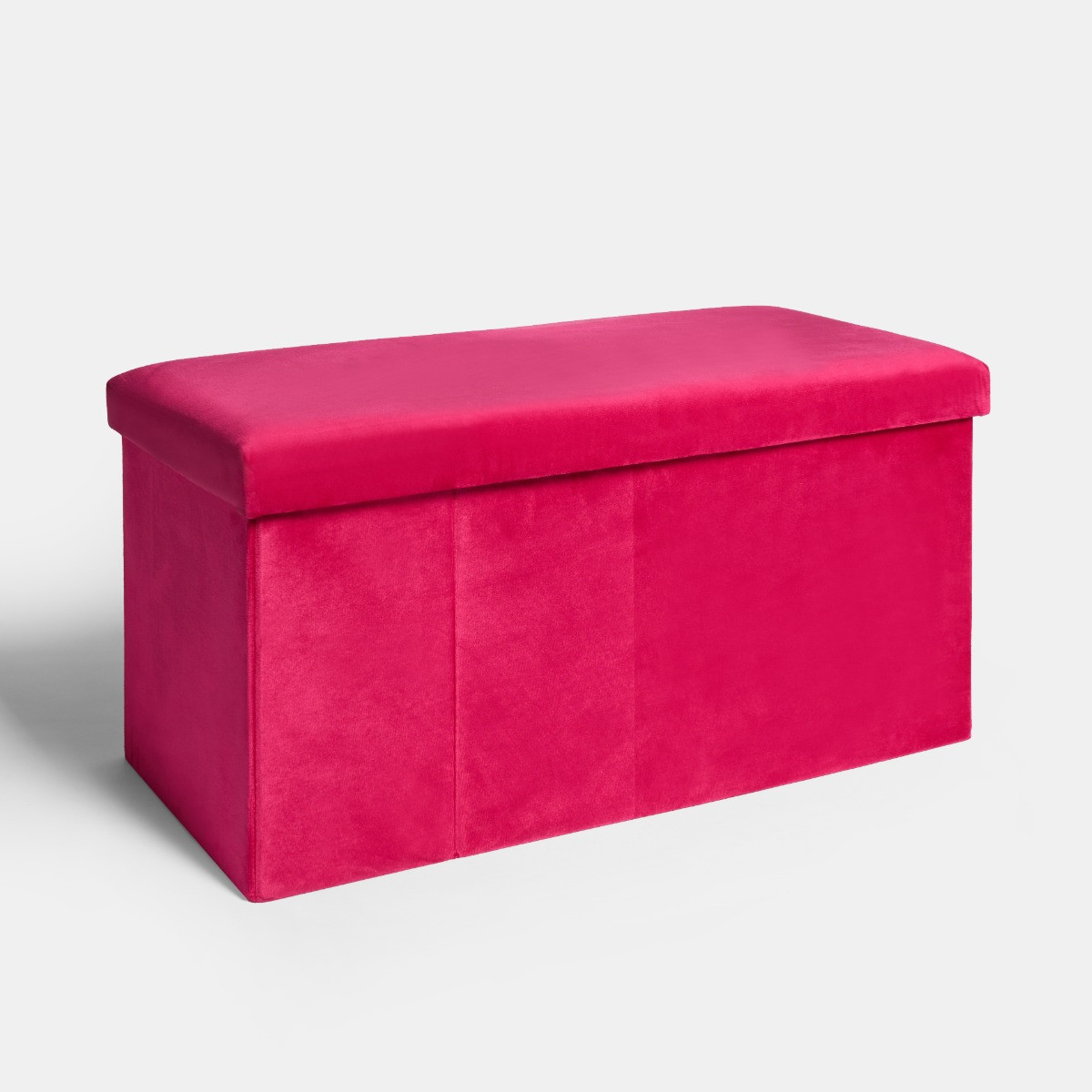 OHS Matte Velvet Foldable Rectangle Storage Ottoman -  Hot Pink  >