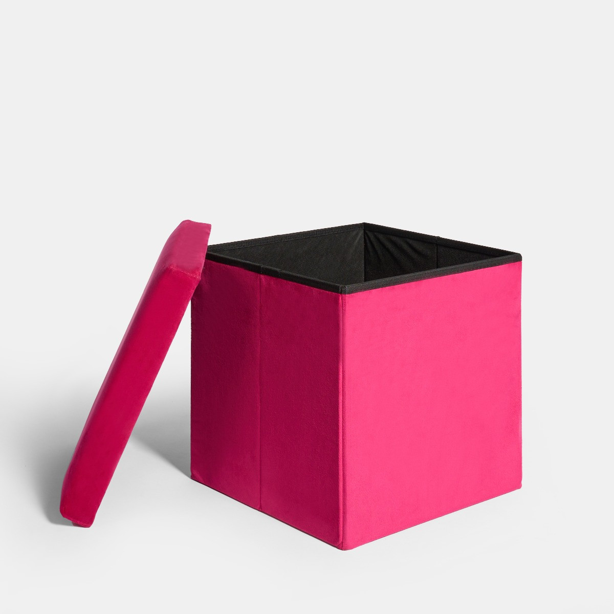 OHS Matte Velvet Foldable Cube Storage Ottoman - Hot Pink >