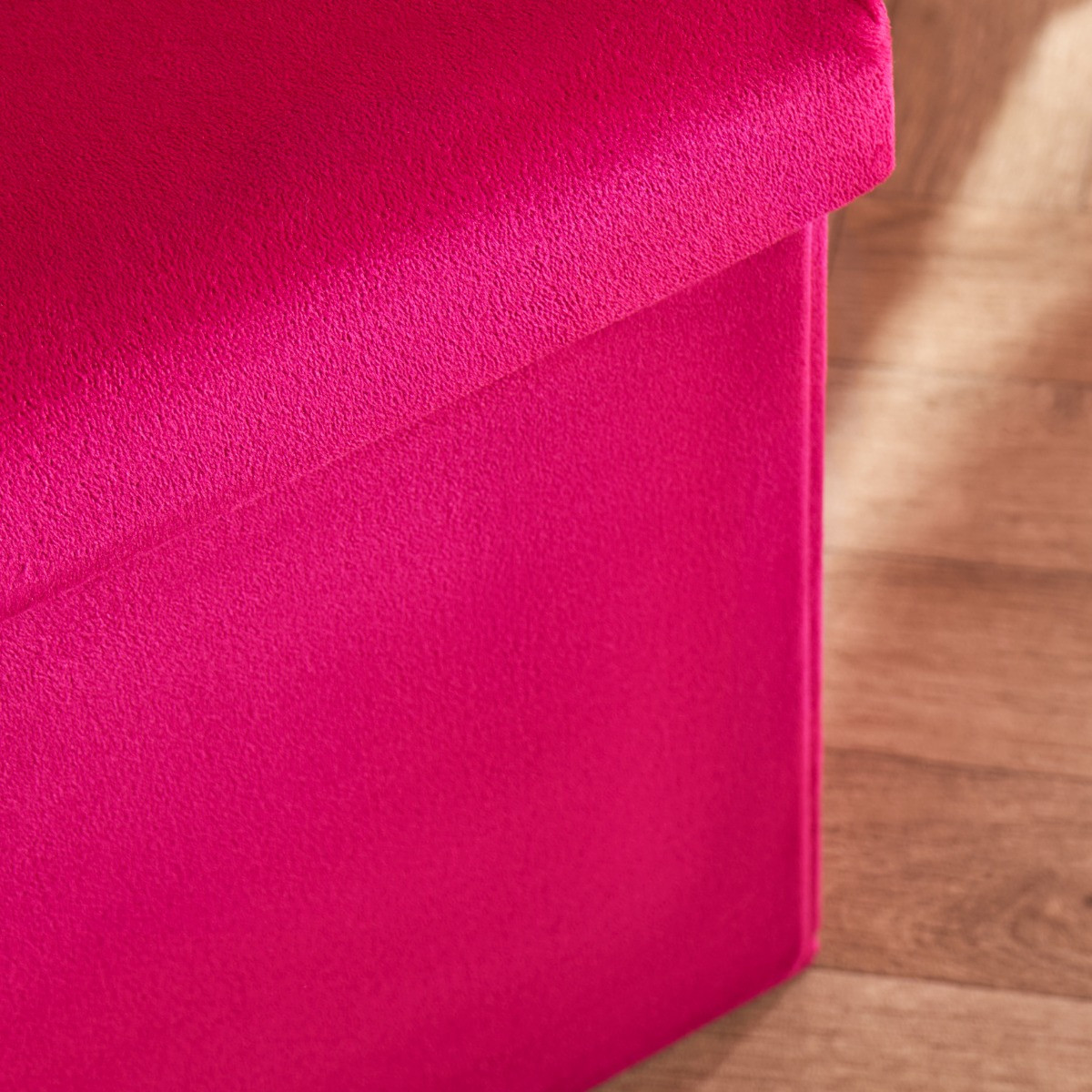 OHS Matte Velvet Foldable Cube Storage Ottoman - Hot Pink >