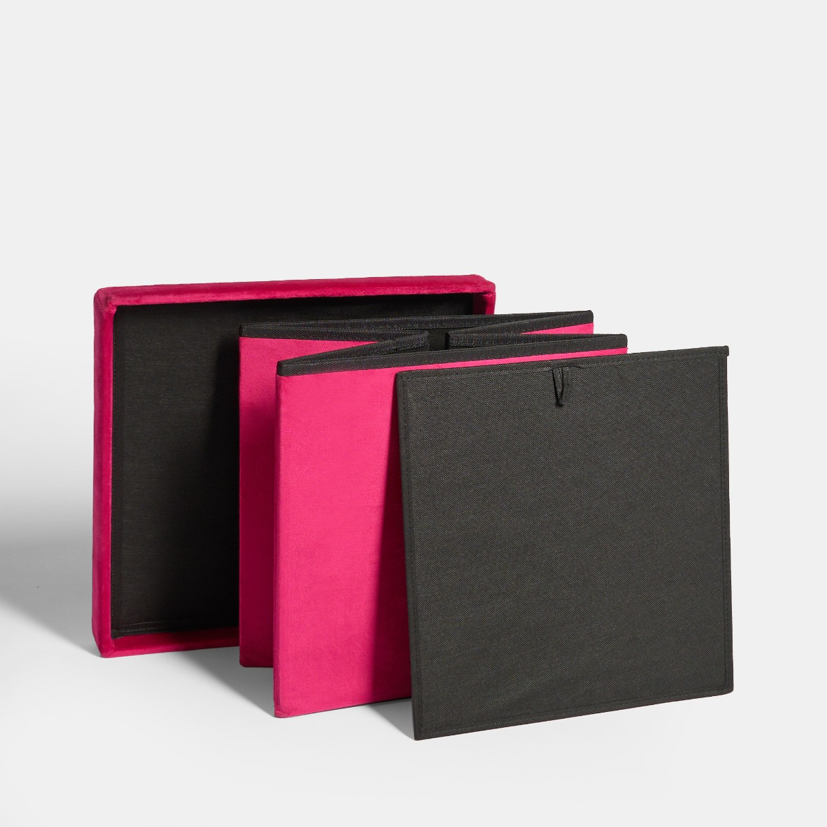 OHS Matte Velvet Foldable Cube Storage Ottoman - Hot Pink >