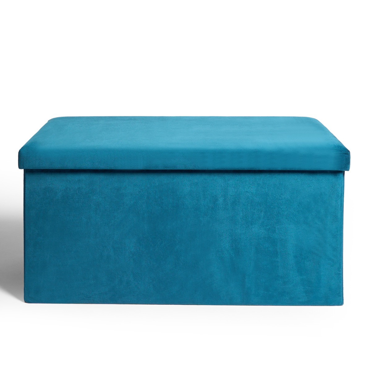 OHS Matte Velvet Foldable Rectangle Storage Ottoman - Teal>
