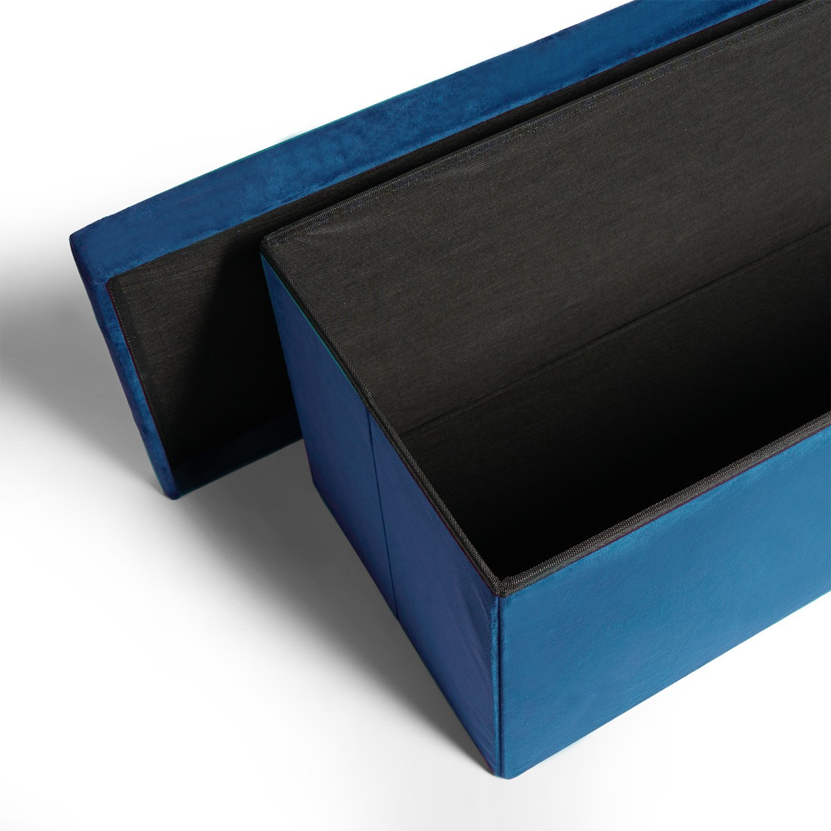 OHS Matte Velvet Foldable Rectangle Storage Ottoman - Teal>