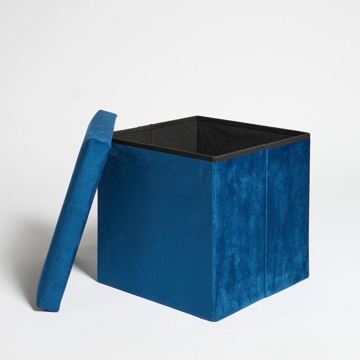 OHS Matte Velvet Foldable Cube Storage Ottoman - Teal>