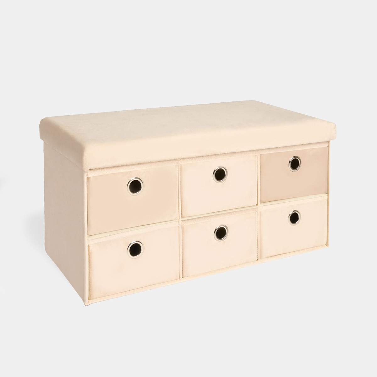OHS Matte Velvet 6-Drawer Storage Chest - Natural>