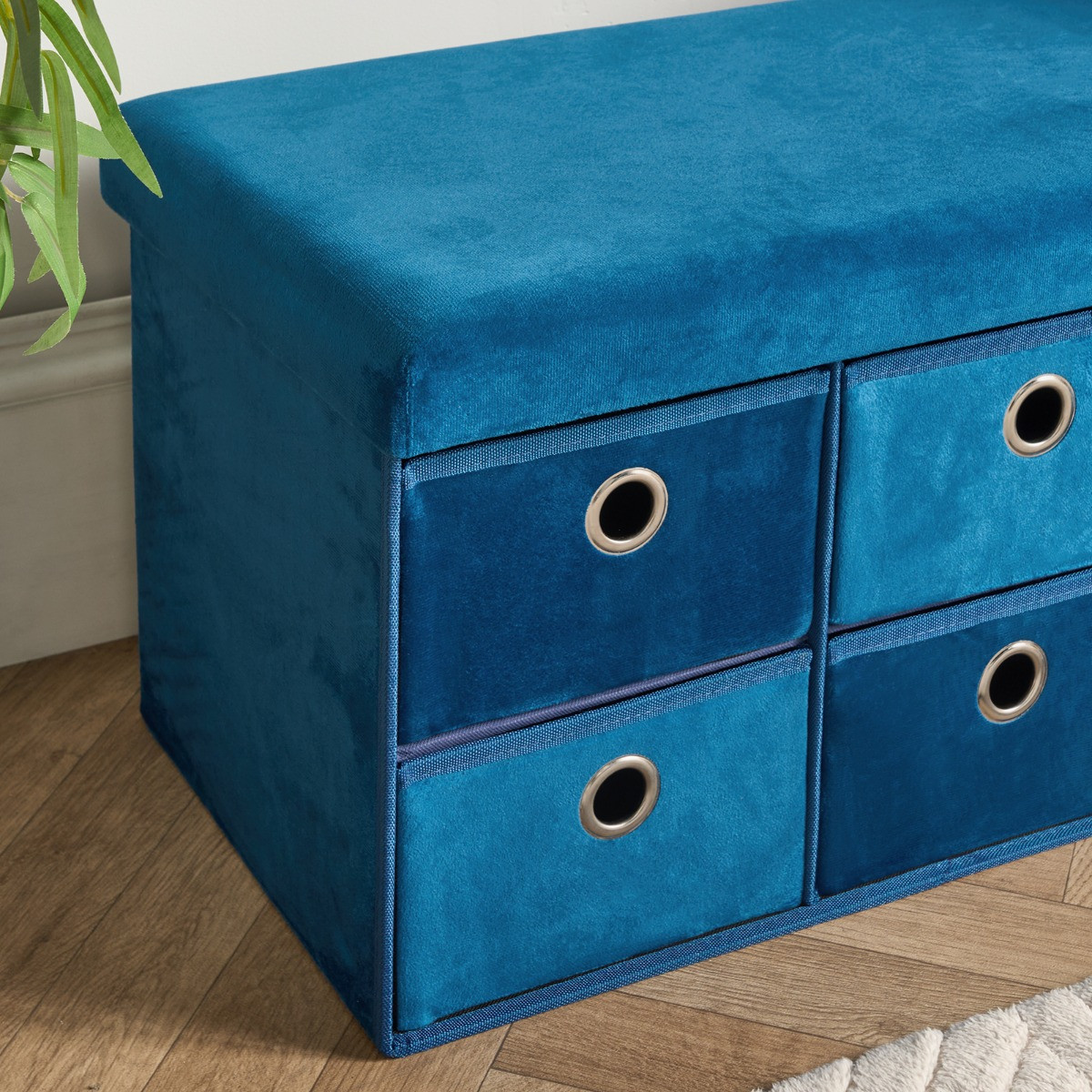 OHS Matte Velvet 6-Drawer Storage Chest - Teal  >