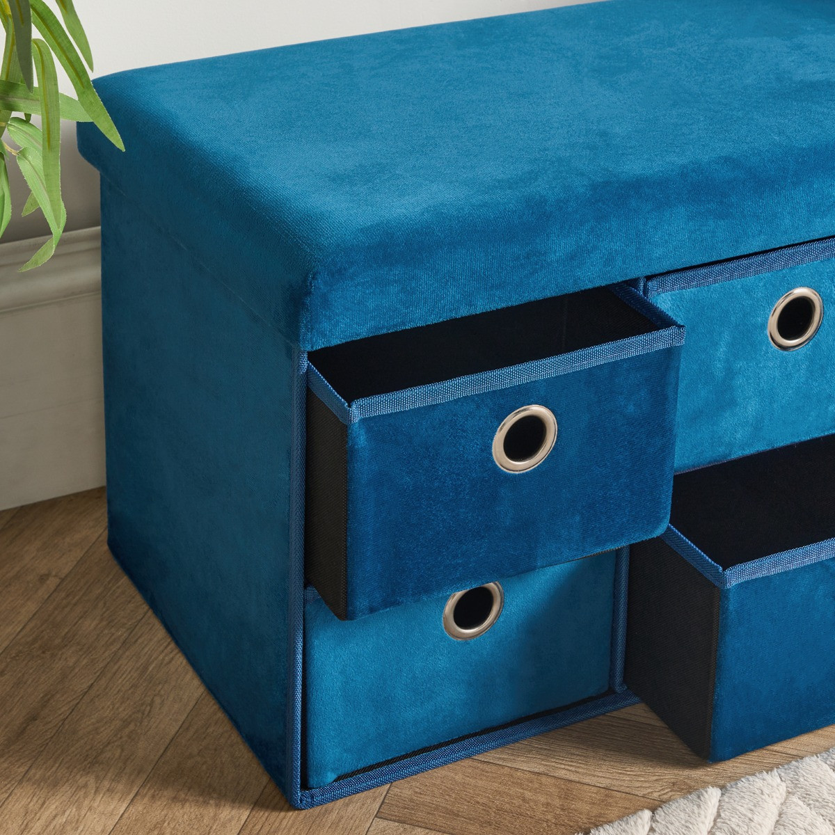 OHS Matte Velvet 6-Drawer Storage Chest - Teal  >
