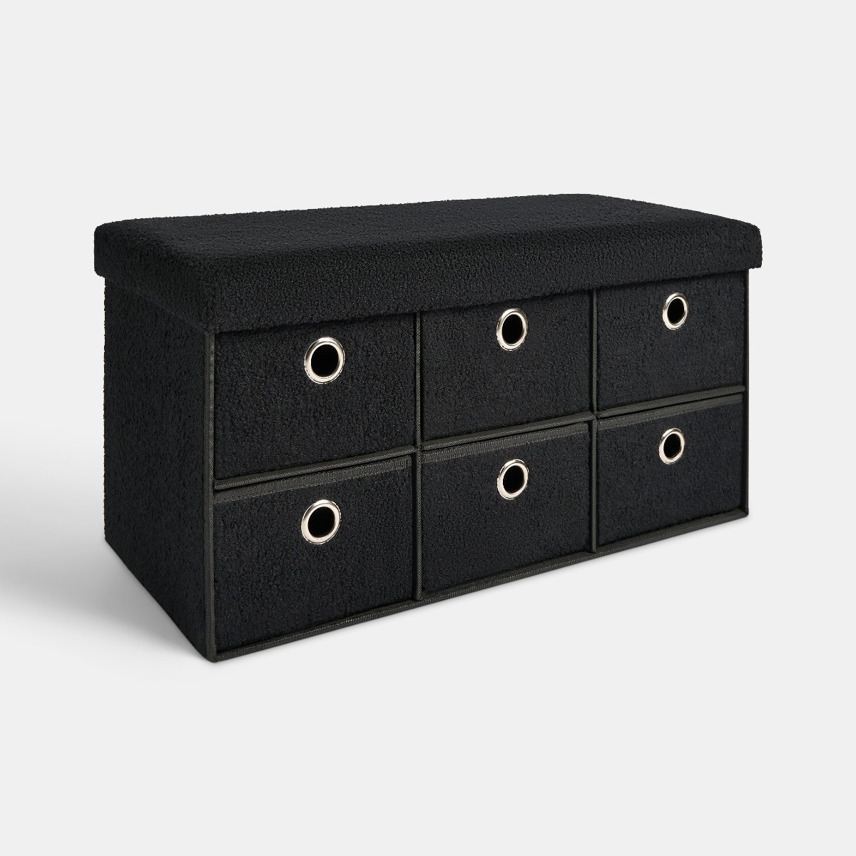 OHS Boucle 6-Drawer Storage Chest - Black>