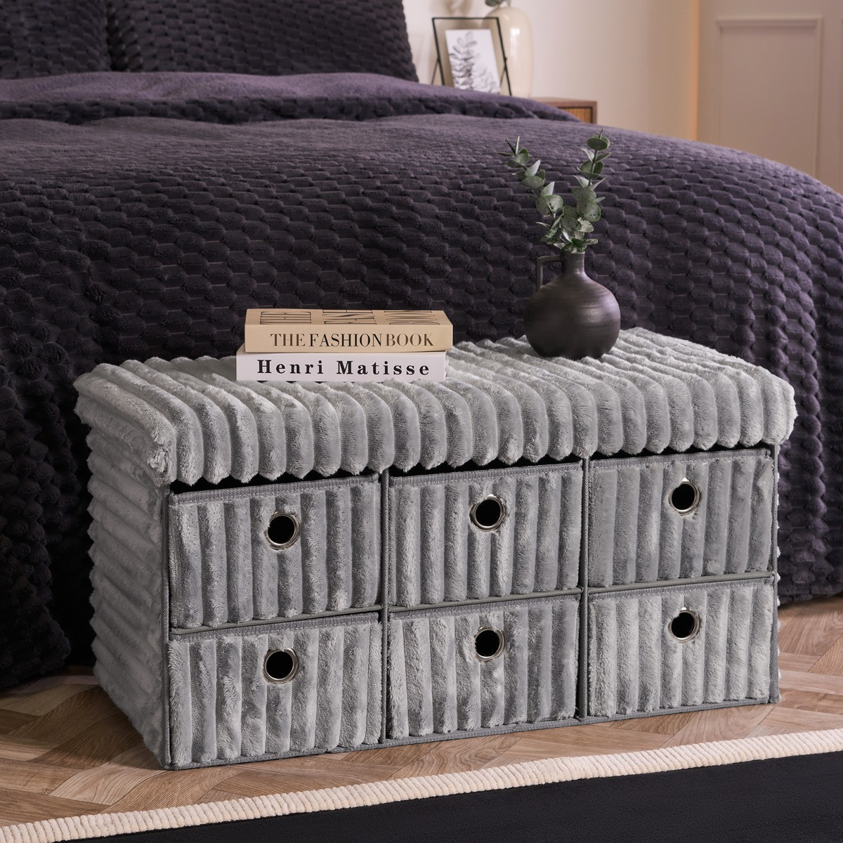 OHS Ribbed 6-Drawer Storage Chest - Grey>