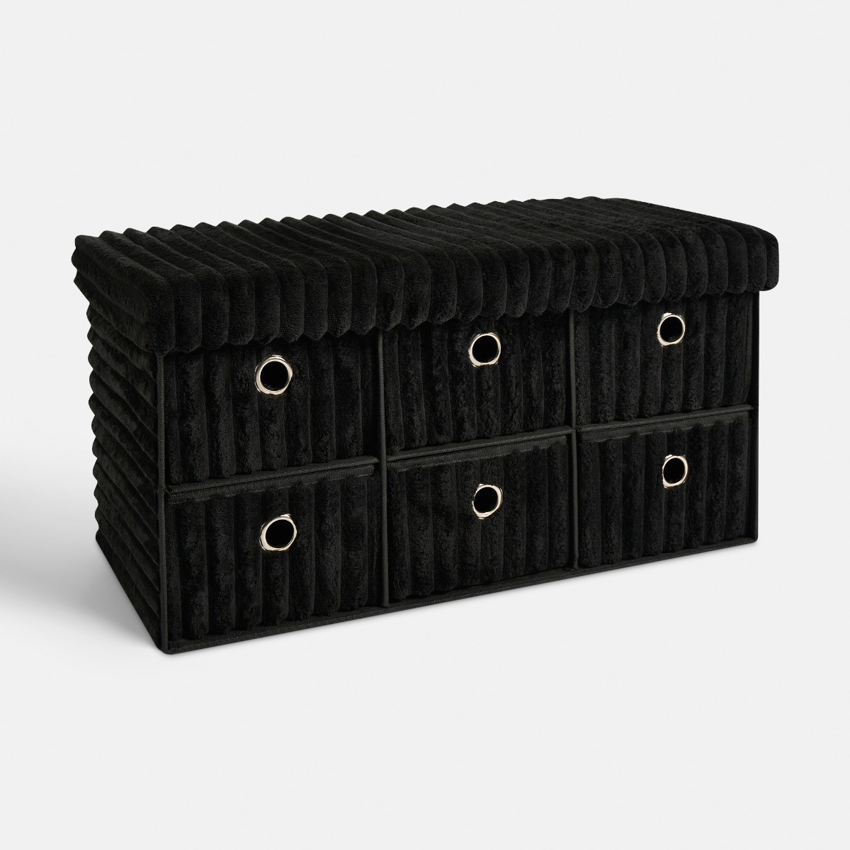 OHS Ribbed 6-Drawer Storage Chest - Black>