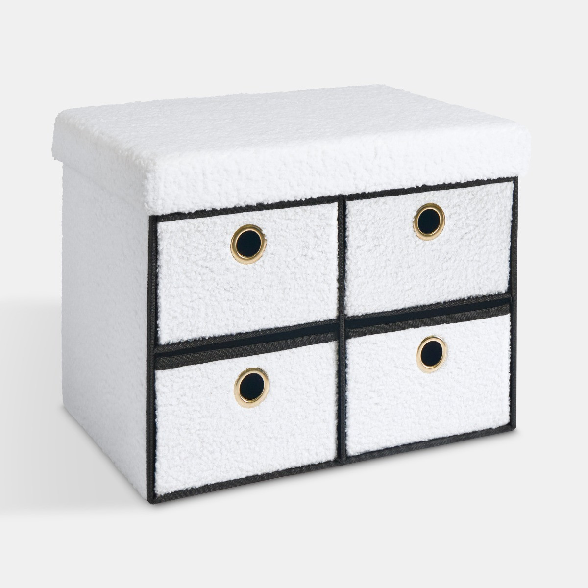 OHS Boucle 4-Drawer Storage Chest - White>