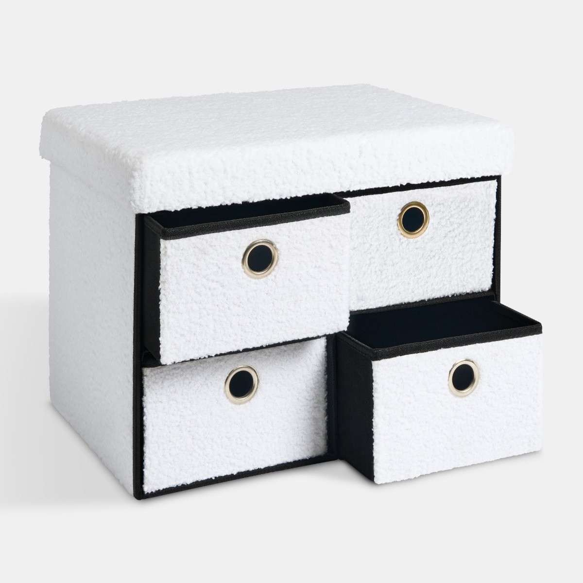 OHS Boucle 4-Drawer Storage Chest - White>