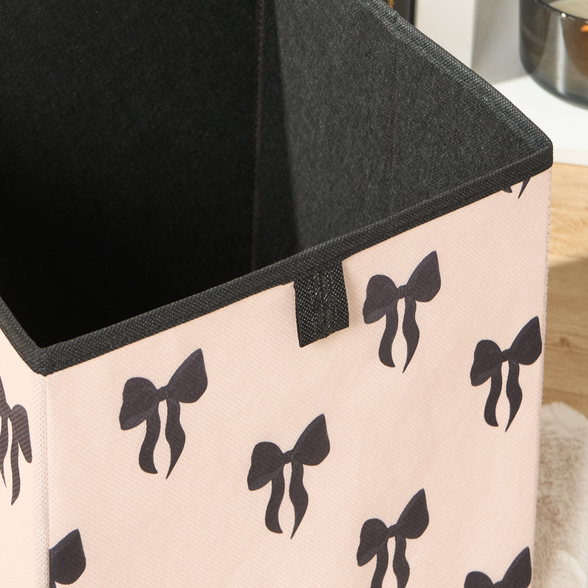 OHS Bow Print Cube Storage Boxes, Light Pink - 2 Pack>