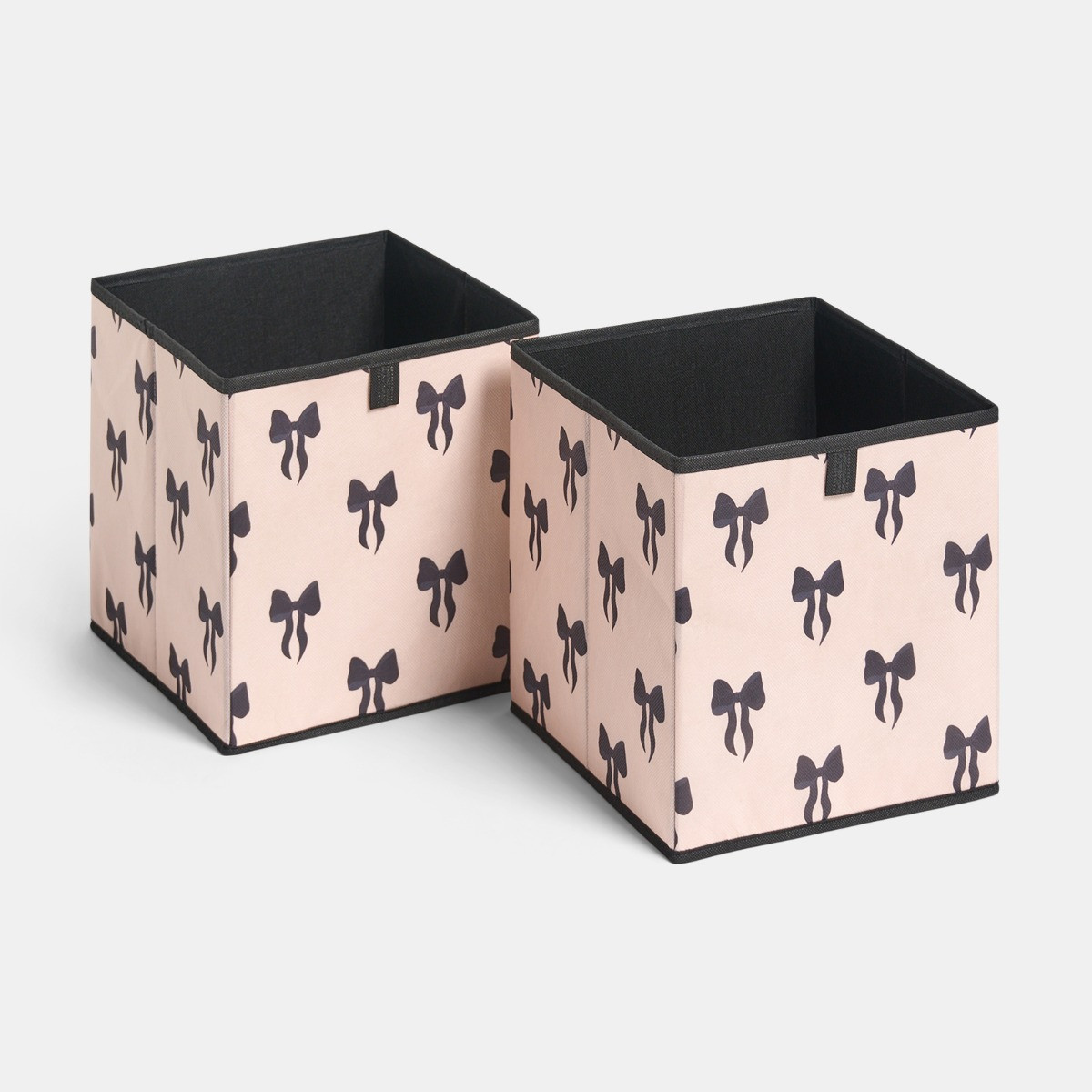 OHS Bow Print Cube Storage Boxes, Light Pink - 2 Pack>
