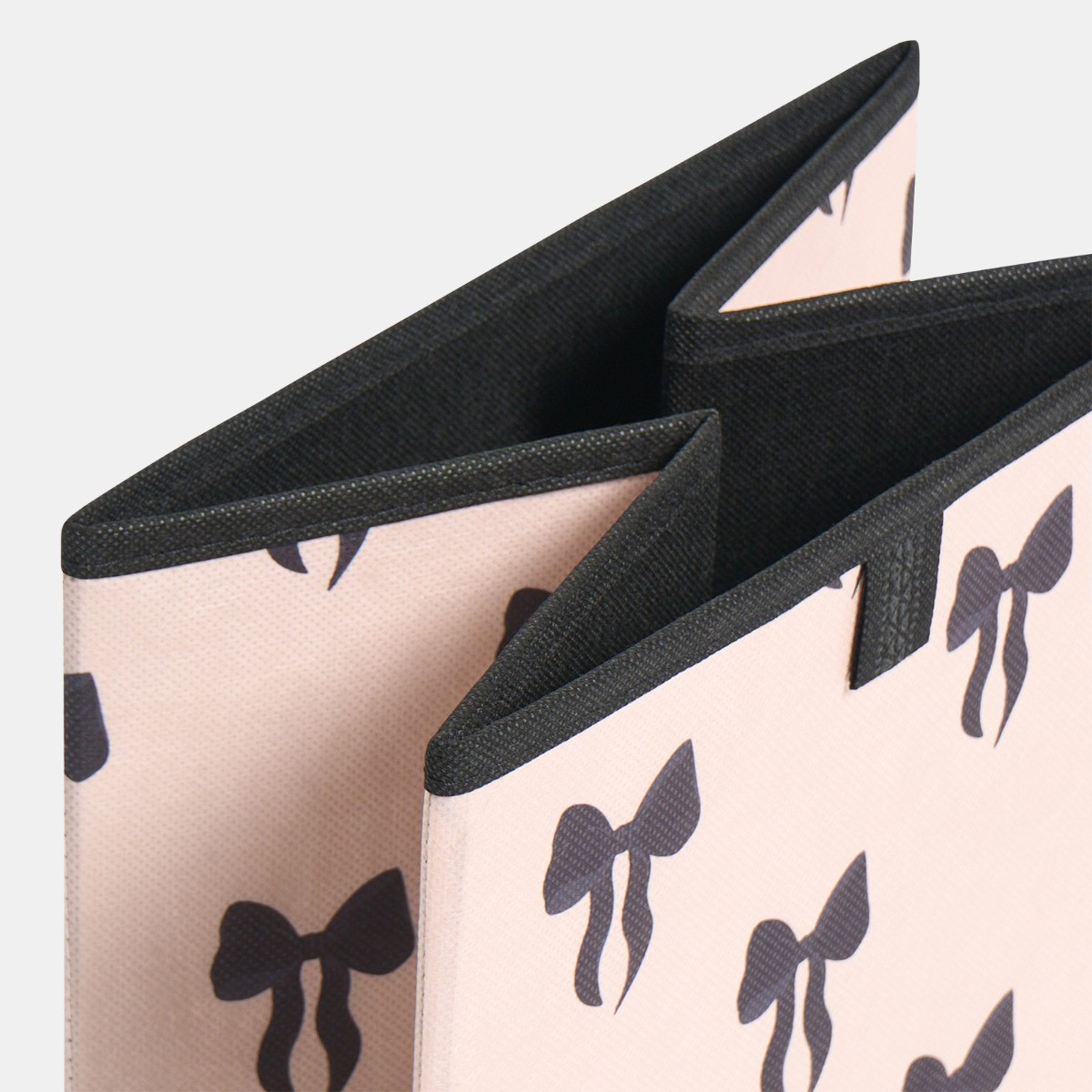 OHS Bow Print Cube Storage Boxes, Light Pink - 2 Pack>