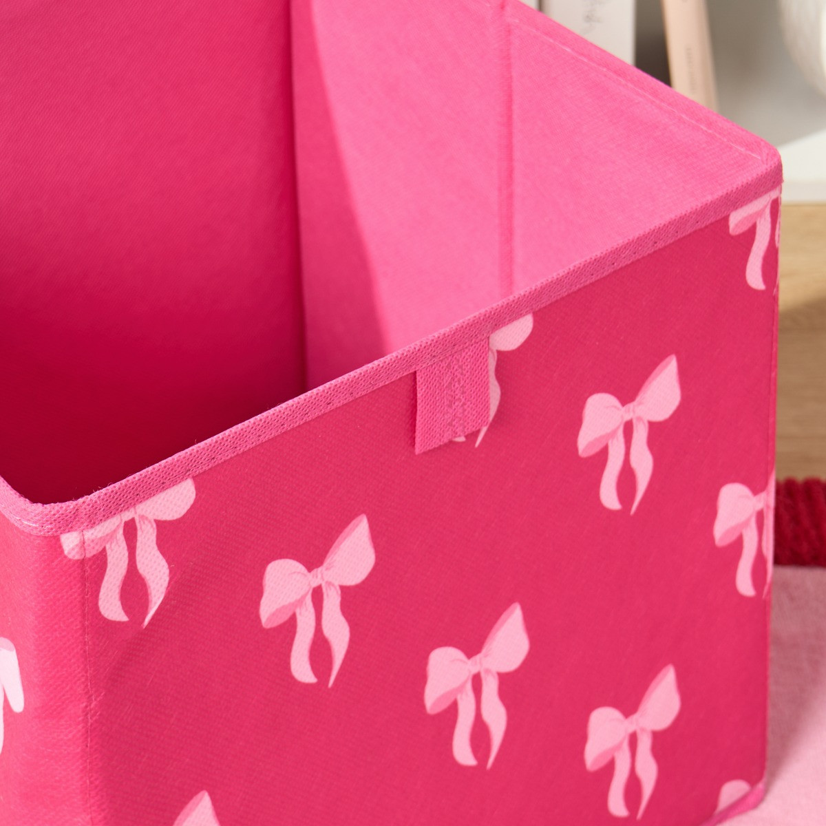 OHS Bow Print Cube Storage Boxes, Hot Pink - 2 Pack>