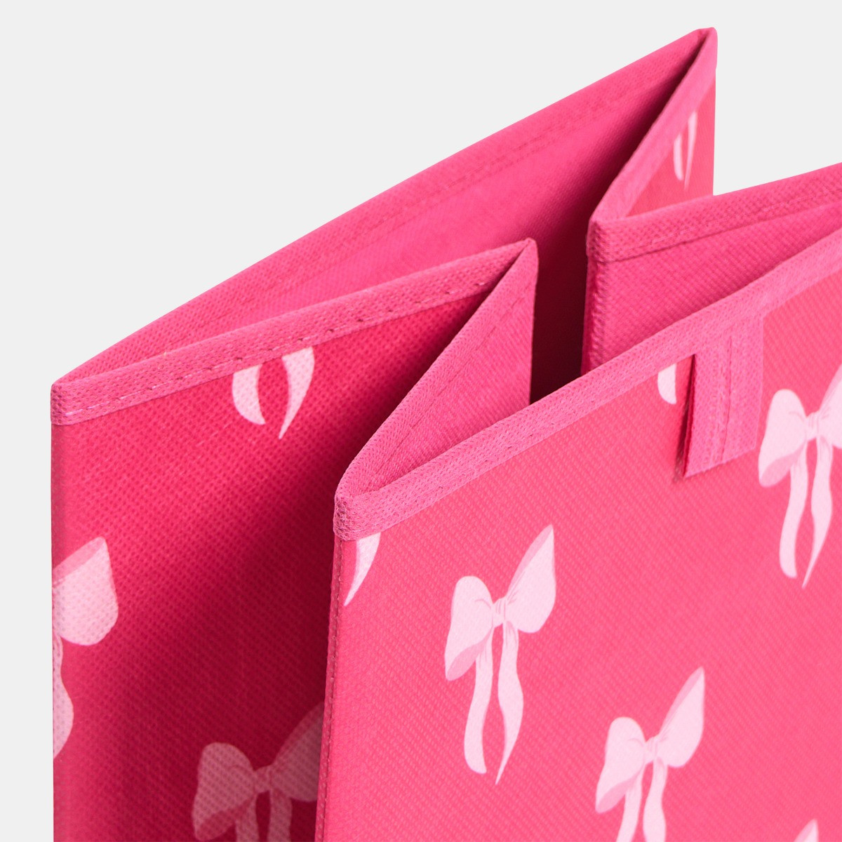 OHS Bow Print Cube Storage Boxes, Hot Pink - 2 Pack>