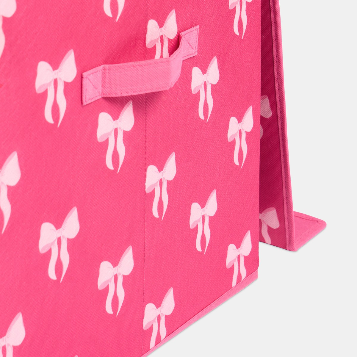 OHS Bow Print Large Collapsible Storage Box With Lid - Hot Pink>