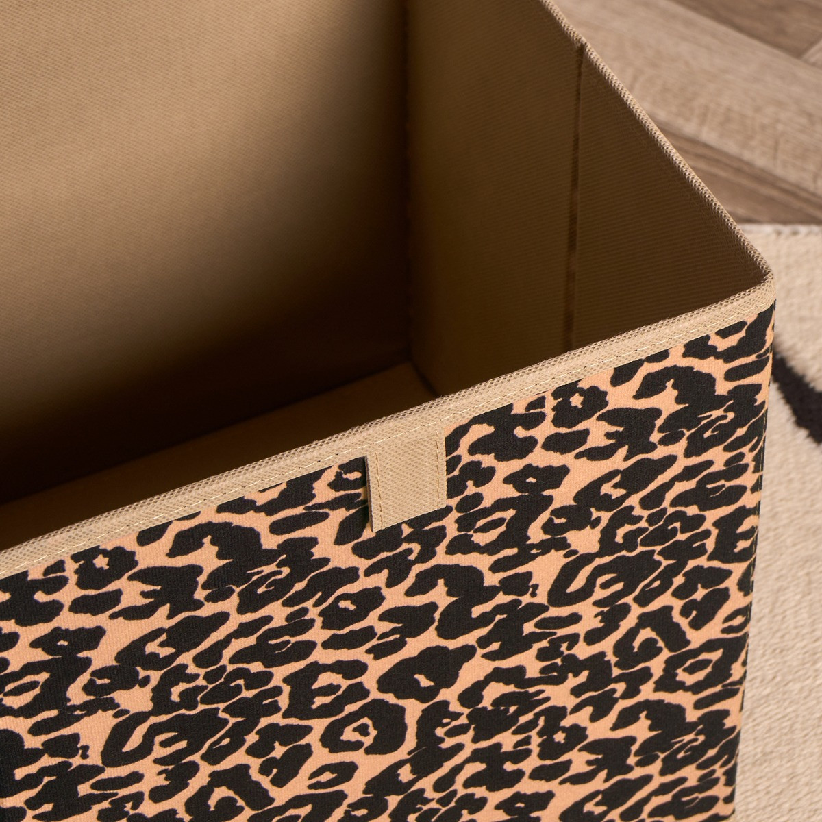 OHS Leopard Print Cube Storage Boxes, Natural - 2 Pack>