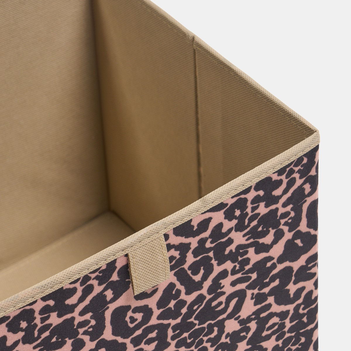 OHS Leopard Print Cube Storage Boxes, Natural - 2 Pack>
