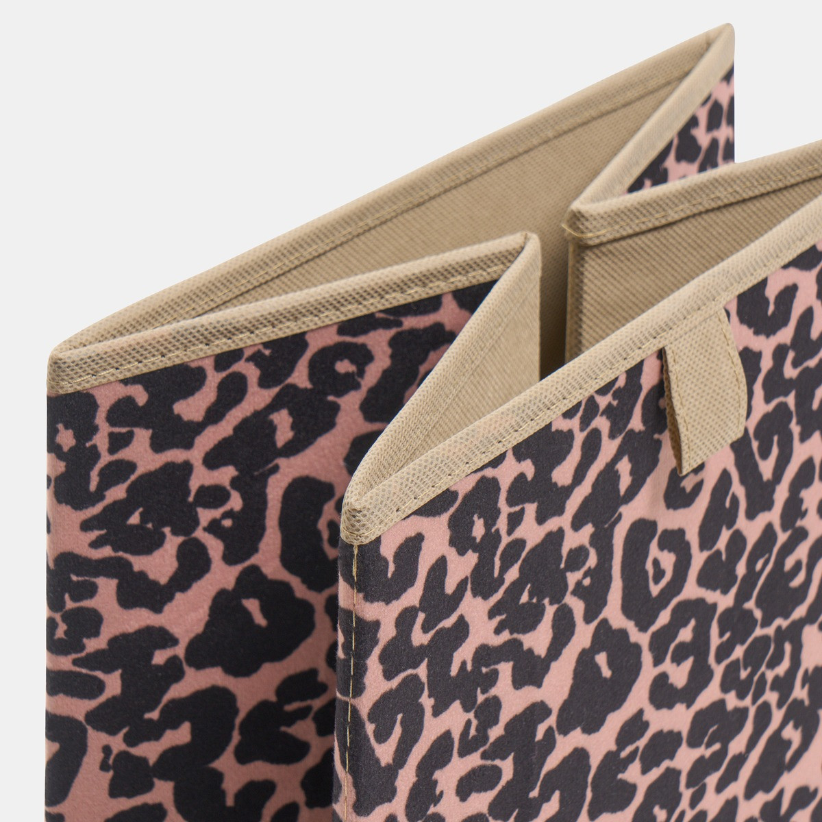 OHS Leopard Print Cube Storage Boxes, Natural - 2 Pack>