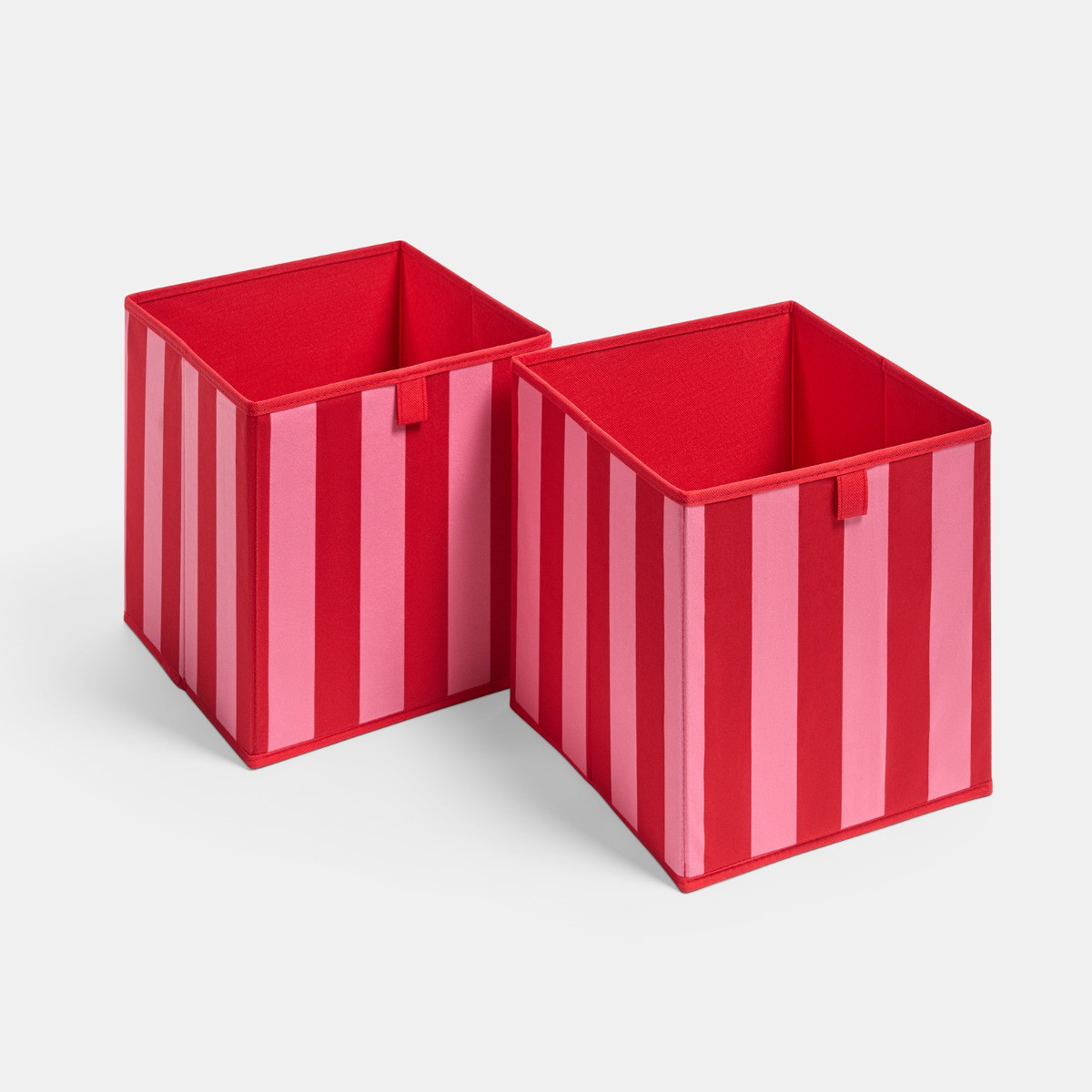 OHS Stripe Print Cube Storage Boxes, Red/Pink - 2 Pack>