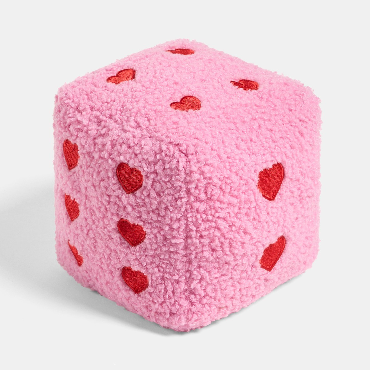 OHS Boucle Heart Print Dice Doorstop - Pink/Red>