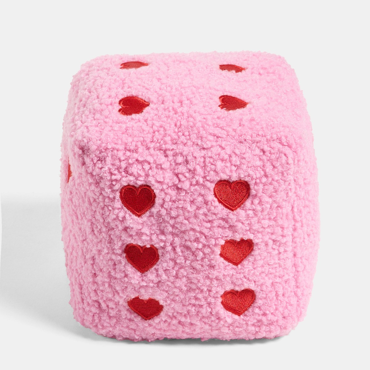 OHS Boucle Heart Print Dice Doorstop - Pink/Red>