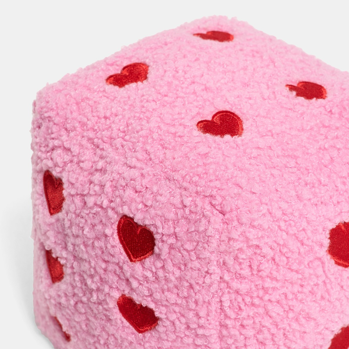 OHS Boucle Heart Print Dice Doorstop - Pink/Red>