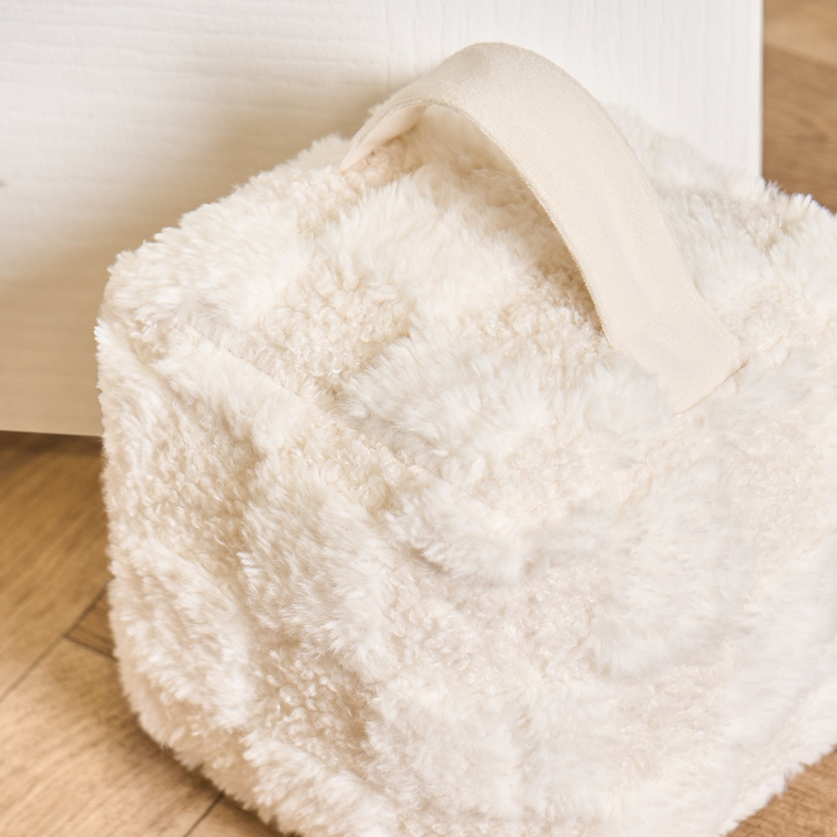 OHS Checkered Cube Doorstop - Cream>