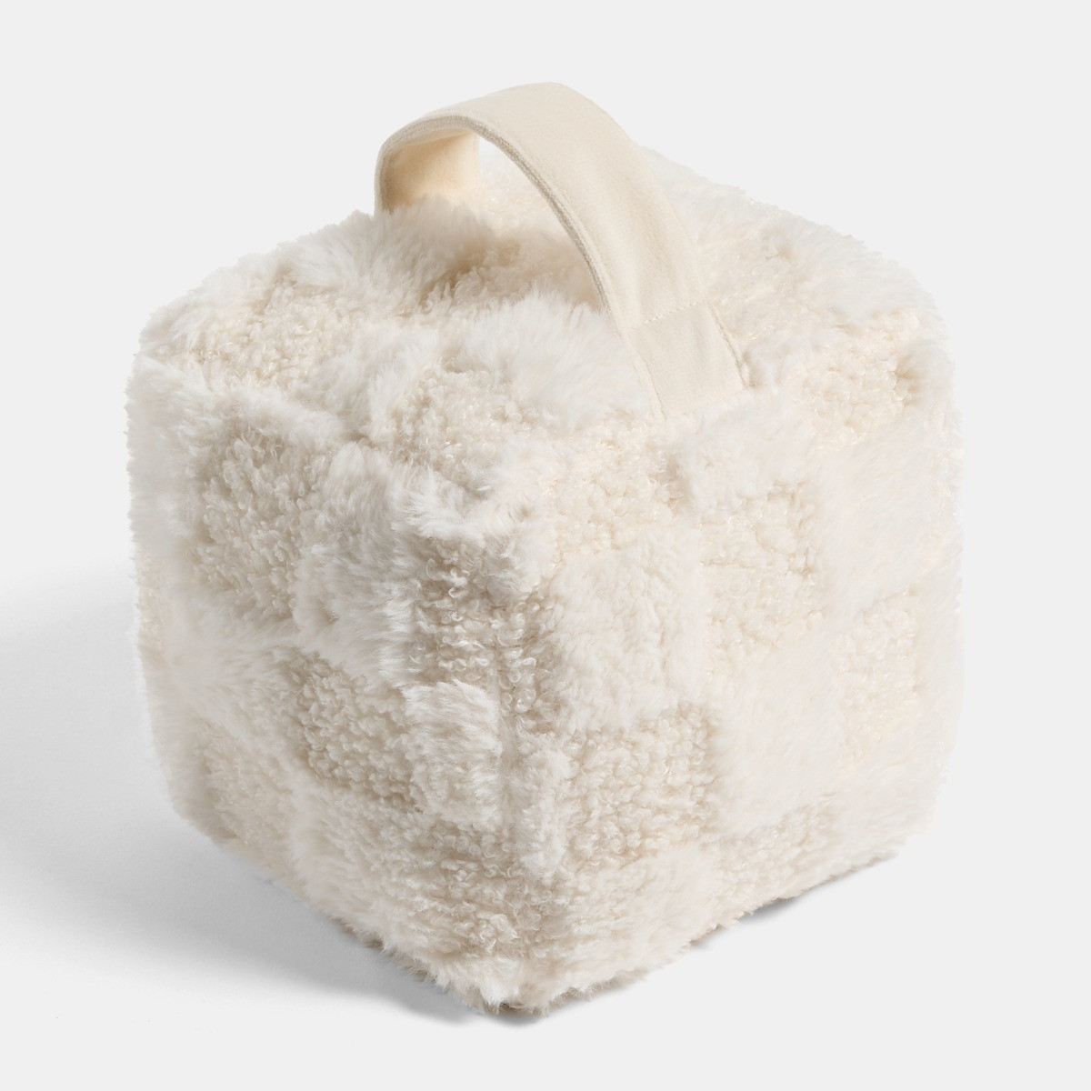 OHS Checkered Cube Doorstop - Cream>