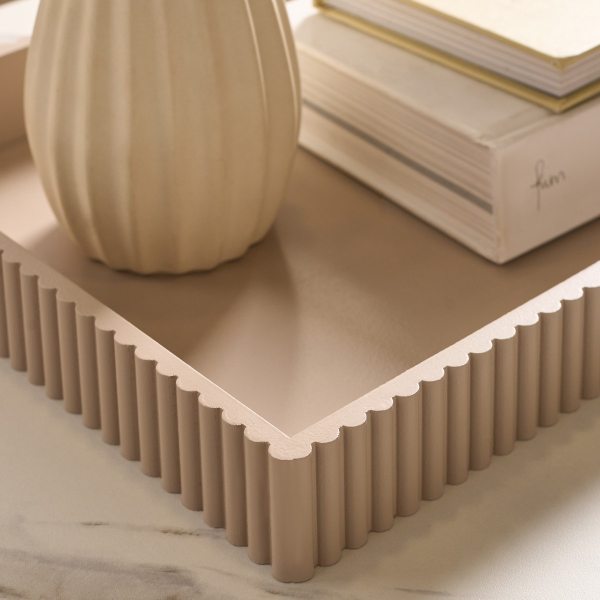 OHS Rectangle Ribbed Tray - Natural>