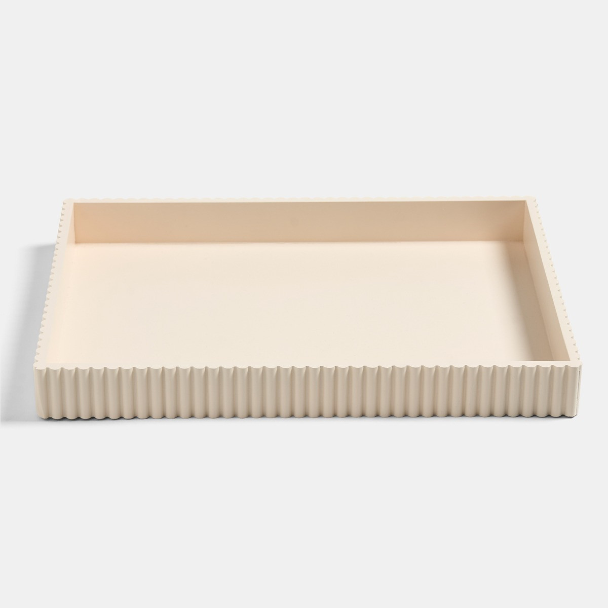 OHS Rectangle Ribbed Tray - Cream>