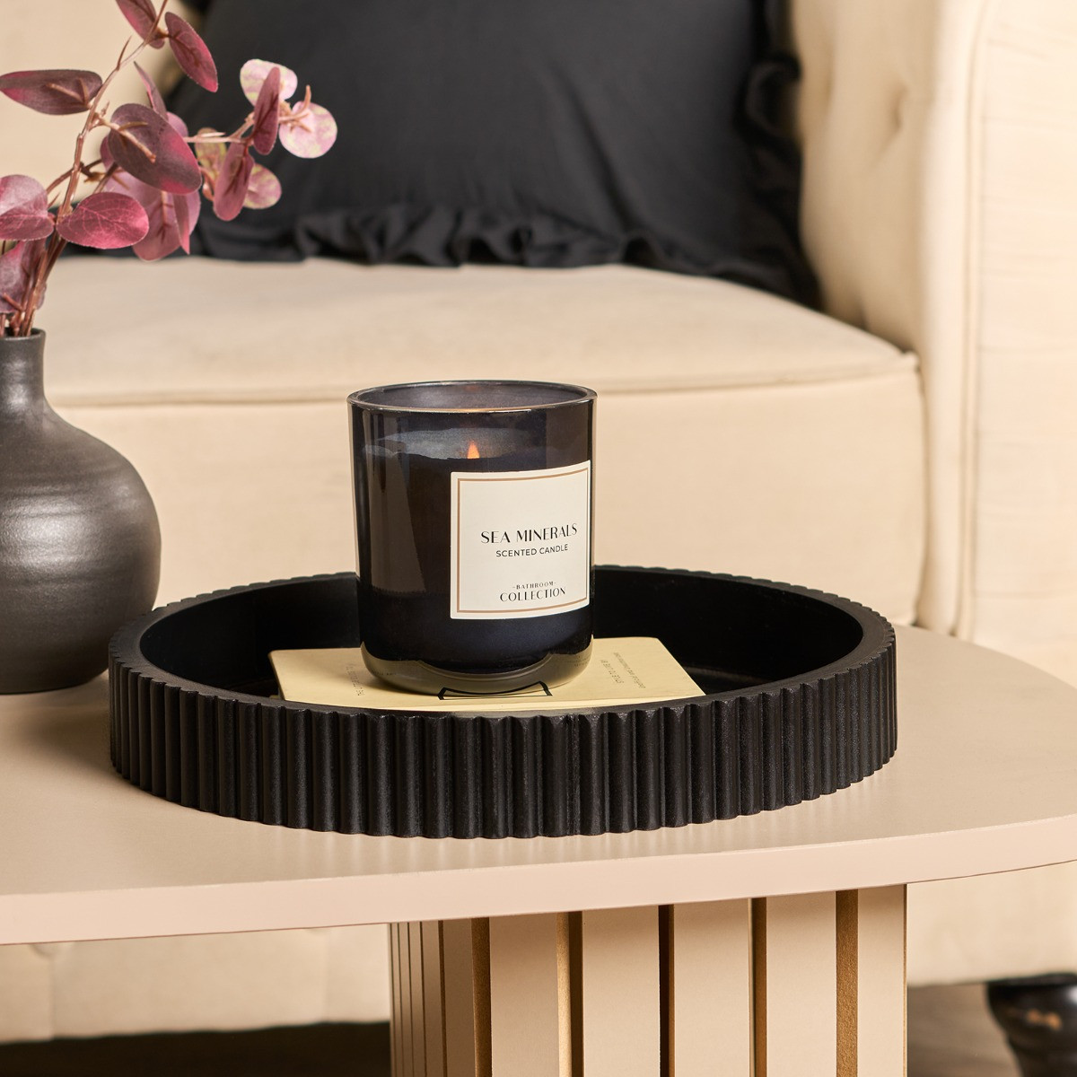 OHS Round Ribbed Tray - Black>