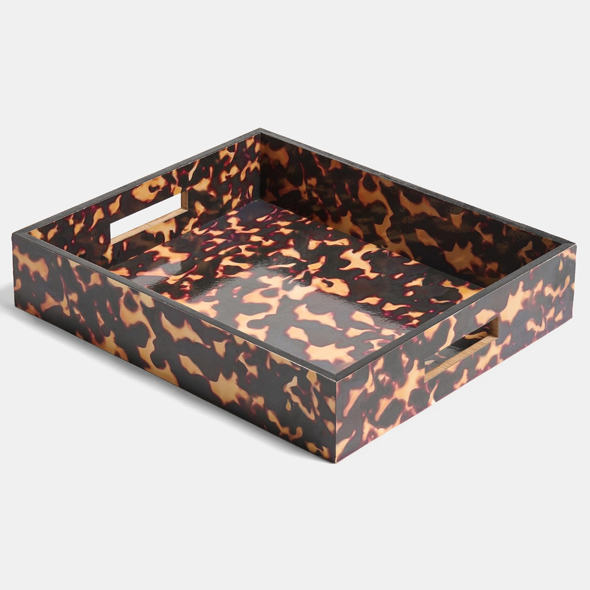 OHS Rectangle Abstract Leopard Print Tray - Brown/Natural>